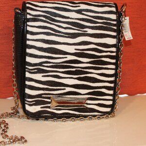 NWT White House/Black Market Zebra Stripe Genuine Calf Hair Leather Shoulder Bag
